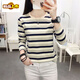 Erste T-Durchmesser reines langärmeliges T-Shirt für Frauen mit innerem Bottom-Hemd gestreifter oberer Feder- und Herbst-neuer Stil Lose und schlankes T-Shirt 826 Pink XL empfohlen 110-125jin [Jin entspricht 0,5 kg]