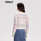 ONLY autumn and winter fashion contrasting striped long sleeve round neck short sweater for women 12343B002 HQ2 rainbow stripes S 160/80A