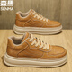 Semir Herrenschuhe Sommer Neue echte Ledersportschuhe Retro Herren lässige Lederschuhe Arbeit dicker Sohle Climax -Schuhe braun 41