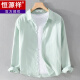 Hengyuanxiang spring and summer thin linen shirt men's casual long-sleeved shirt jacket loose retro cotton linen top 9207 military green XL