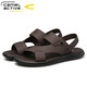 Sandales dynamiques de chameaux allemandes Chaussures de plage en cuir véritable masculin sandales en cuir masculin sandales à double usine Nouveau style vache à vaches douces chaussures de papa à la mode anti-odor non glisser et respirant 691 marron (taille de chaussure en cuir standard) 41