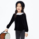 Little MO&Co. Children's clothing winter clothing children's girls velvet long-sleeved red top New Year's dress dress baby sweater black 110 110/56