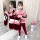 Mipaika cute three-piece children's clothing girls suit autumn and winter clothing children's little girl fashion velvet thickened sweatshirt vest pants trendy gray 110 size recommended height of about 1 meter