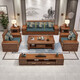 Chenya sofa walnut solid wood sofa combination modern Chinese-style living room large and small apartment winter and summer dual-purpose furniture four-seater + imperial concubine couch + coffee table