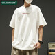 Colombass Pure Cotton Kurzärärt-T-Shirt für Männer im Sommer Japaner loser INS Trendy Brandbrief drucken Männer lässig schwere, halbärmelige T-Shirt Green (Combed Cotton Upgrade-Version) L/175 (Empfohlen 125-145jin [Jin gleich 0,5 kg]))