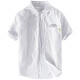 Gosejue Sommer lässiger kurzärmeligte Hemd Herrenlose Hemd Neue Männer literarische Hemd-Basis-Hemd 9721 White XL
