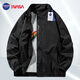 NASA GISS official trendy brand jacket men's fashionable spring and autumn stand-up collar loose casual versatile jacket men black 2XL
