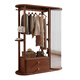 福岚实木衣帽架全身镜一体家用可旋转穿衣镜落地挂衣架卧室收纳置物架 胡桃色（送货上门包安装）
