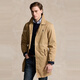 RALPH LAUREN Men's mid-length windbreaker classic soft and comfortable cotton twill casual jacket Cafe Tan light brown S