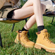 Platinumen Dahuang Boots Martin Boots Britische Frühlings- und Sommermodell für das westliche Frauen für Frauen für Lotterie-Motorrad-Dickdicke mit kurzer Stiefel Herrenpaar für Martin Boots Frauen [6-loche Brown] Einen Größe kleiner 38