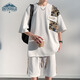 
Dingfengbaoluo casual suit summer shorts shorts thin loose breathable sports men's suit TZ054 white 2XL