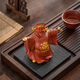 Mingke tea pet attracts wealth and treasures, purple sand tea pet ornaments, tea table, tea set accessories, tea toys, tea ceremony decoration, gold-painted red clay to attract wealth, God of Wealth