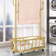 Nifeng clothes hanger floor-standing bedroom clothes hanger removable wheeled household simple coat rack indoor room clothes drying rack light luxury gold 55cm 4-hook mesh basket