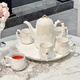 Ruishun wedding gift, light luxury high-end tea set, wedding gift, water cup, household teapot, housewarming gift, pearlescent tea set (6 cups, 1 pot, 1 tray) gift box