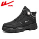 Huili Herrenschuhe 2025 Sommer Neuer Knopf Männer Martin Boots Retro Workwear Outdoor Wanderschuhe High Top Casual Schuhe Schwarz [Knopfstil] 41