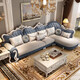 
European sofa art combination modern simple corner size living room technology fabric solid wood simple European sofa 841 fabric sofa [829 light blue 3.6M]