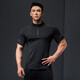 Lutie Dog Fitness Wear Short Sleeve Men's Stand Collar POLO Slim Fit Muscle Showing Quick Drying Breathable High Elasticity Coaching Wear T-Shirt Black XXL