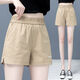 PUHP Women's Casal Shorts for Women in Summer New Style coreano coreano bordado a alta cintura a alta cintura A-línea caliente Pantalones de patas anchas White 9909 M 95-105Jin [Jin iguala 0.5 kg]