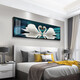 Bifengs Schlafzimmer am Bett für dekoratives Gemälde 2025 neuer Stil Hauptschlafzimmer Nachtler Hintergrund Wandmalmaschine Hängende Gemälde moderne einfache Wandmalerei Schwan Pifeng 846 120*35 cm 12mm Kristallfilm Eins paaren Pairing Black Edge