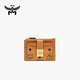 90% new MCM TRACY classic pattern zipper card holder cognac gift