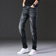 Mode Marke Ripped Jeans Herren Elastic Patch Patch Tuch kleine Füße Hosen koreanischer Stil Slim Jeans bemalt