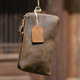 
BARNOROO clutch bag cowhide crazy horse leather retro long men's wallet genuine leather hand grab bag large capacity hand carrying wallet bag Crazy horse leather dark brown (more hard material) small bag