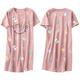 Mimanmei nightgown for women, summer pure cotton short-sleeved 2025 new home clothing Internet celebrity women summer over-knee pajamas C1105 M for women (75-95Jin [Jin equals 0.5 kg])