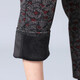 Wanhe winter clothing for middle-aged and elderly people, cotton pants, women's pants, mother's pants, winter thickened outer wear, loose plus velvet elastic waist, 60-year-old 70-year-old lady, winter high-waist print, black flower 3XL
