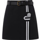 Dzzit Frühlings- und Sommer Neuer Retro Sportkontrast Design Wollpullover Rock Kurzrock Frauen 3H1E7031A Schwarz XS