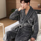 Yalu Nachthemd Herren Winter Koralle Samt Hauskleidung Yukata Flanell Bademantel verdickte lange Pyjamas plus Samt warme Morgen Robe Dark Grey XL (135-155jin [Jin entspricht 0,5 kg]))
