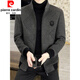 Pierre cardin autumn and winter jacket men's jacket plus velvet thickened medium and short style woolen coat lapel woolen grey 836 M (100-115Jin [Jin equals 0.5 kg])