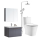 HUIDA Bathroom flush toilet toilet solid wood bathroom cabinet shower shower combination set 6218+1381-80+5510(faucet set) 305 pit distance Original shipment Inspection before signing