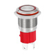 16MM/19MM high current 10A metal waterproof button switch with light start stop self-resetting self-locking round automotive equipment modified power switch button ring power light-19MM opening 24V self-locking-press to lock