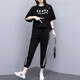 Shanidoluo large size women's suit female fat mm summer fat man looks slim and fat plus size women's loose casual suit 16014 black-little daisy 15911 2XL (recommended 135-150Jin [Jin equals 0.5 kg])