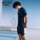 WATERTIME wetsuit swimsuit men's swimsuit quick-drying short-sleeved jumpsuit three-quarter pants full body sun protection surfing suit swimsuit black blue-one-piece M