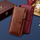 Williampolo Herren Brieftasche Langes Leder-Brieftasche Cowide Reißverschluss Bankkarte Chinesische Vatertagsgeschenk für Papa Retro Yellow-Brown (Theke Geschenkbox)