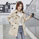 VRSZEE Light Luxury Brand Women's Windbreaker Jacket Women's Mid-Length Korean Style Popular Small New Style Temperament Slim Double-breasted Khaki M