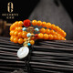 OUCERNY Beeswax Duobao DIY Bracelet Multi-turn Single Circle New and Old Honey Green Pine Southern Red Silver Decoration White Jade Chinese Valentine's Day Gift A3557 (can be wrapped around the hand about 4 times)