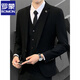 ROMON high-end casual suit men's suit suit groom wedding dress Korean version business casual slim handsome black three-piece suit (suit + trousers + vest) free shirt L (105-120) Jin Jin is equal to 0.5 kg