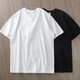 Romon Japanisch 270 g schweres V-Ausschnitt Kurzärärmelte T-Shirt für Männer Sommer reines Baumwoll-Huhnherzkragen Basishemd Lose halbärmelig T-Shirt Black 3xl 180-210jin [Jin ist gleich 0,5 kg]