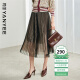 Yanyu temperament mesh skirt autumn new fashion women's fashion slim mid-length pleated skirt black L