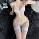 Renlov sexy large size strappy bra and panties free of charge bikini three-point suit for women as a gift for girlfriend, white suit (excluding stockings), one size fits all