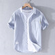 Gosejue Sommer lässiger kurzärmeligte Hemd Herrenlose Hemd Neue Männer literarische Hemd-Basis-Hemd 9721 White XL