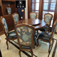 Kayadi Möbel Esstisch und Stuhl American Country Massivholzkrawatte Blume Stoff Stuhl Real Cowide Sitze High-End European Home Freizeitstuhl Studienstuhl Nordamerika importiert Walnussholz H6210 Single Griff Essstuhl-515*608*1080-Full-Paket