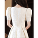 Saidele Abendkleid Frauen Banketttemperament Light Luxus Nische High-End French Certificate Registration Engagement White Rock Erwachsene Weiße M (Empfohlen 96-105 Jin [Jin gleich 0,5 kg]))