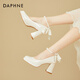 Daphne French thick heel single shoes women's bridesmaid Mary Jane shoes temperament high heels evening shoes 4623404078 beige 37