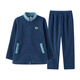 Fenton Couple Pajamas Autumn and Winter Thickened Outdoor Lapel Anti-static Double-Sided Imitation Sherpa Home Clothes Pajamas Set Dark Blue-Men's XL