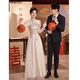 Maxbeth champagne color bridal toast dress 2025 new autumn Chinese style engagement cheongsam evening dress evening dress host champagne color L