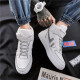 VBTER men's shoes spring new fashion casual shoes men's trend Korean version sports running men's outdoor versatile high-top sneakers thick soles with increased leather men's shoes young students KC-H017 white reflective 41