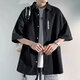 Chaoxiden sombre sombre chemise courte à manches courte de style Summer Summer Ins Trendy Harbor Line Taille Veste décontractée blanc xl
